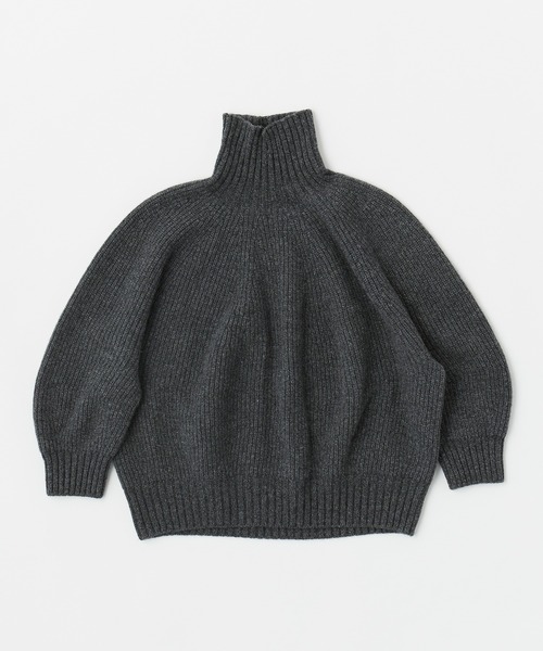 unfil superfine lambs wool ribbed-knit high neck sweater