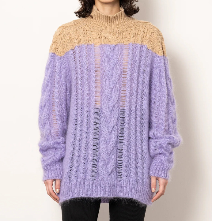 TAN アMOHAIR CABLE SWEATER